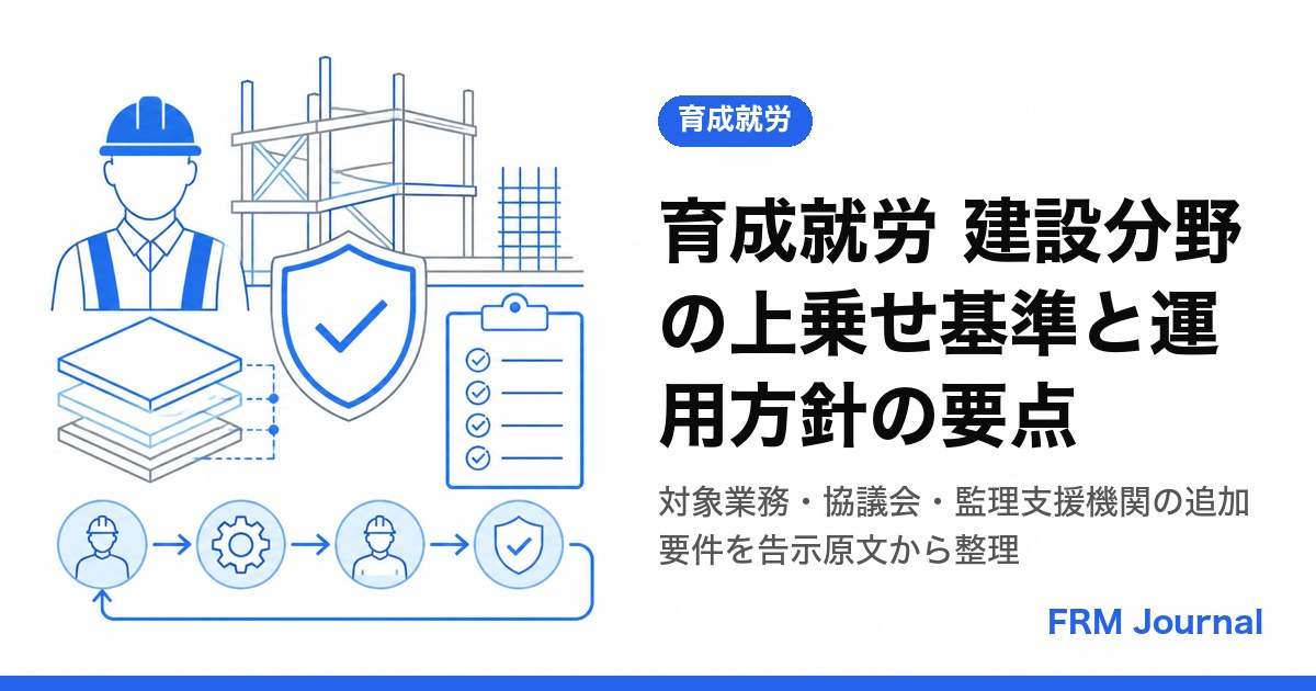 育成就労 建設分野の分野別運用方針と上乗せ基準告示を確認する監理支援機関の担当者