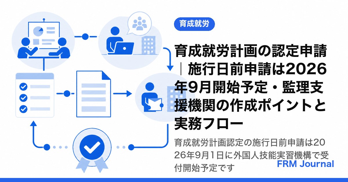 育成就労計画の認定申請｜施行日前申請は2026年9月開始予定・監理支援機関の作成ポイントと実務フロー